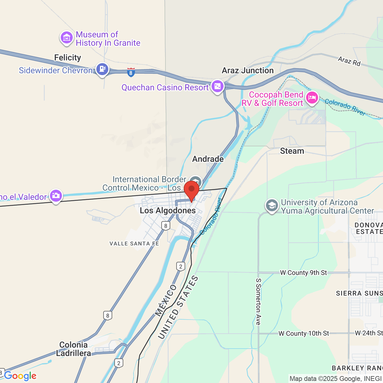 Google map image of our location in 239 C Street Los Algodones, B.C.